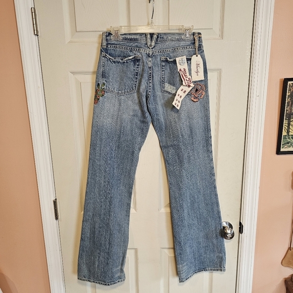 Miss Me Hummingbird Floral Embroidered Distressed Bootcut Marilyn Jean Bohemian - Picture 5 of 7